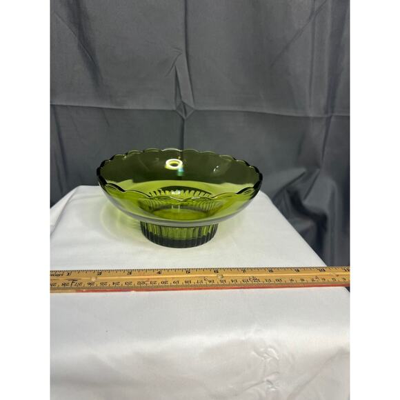1950's E.O. Brody CO. M2000 Green Glass Bowl Dish Scalloped Rim MCM Vintage - Picture 1 of 6